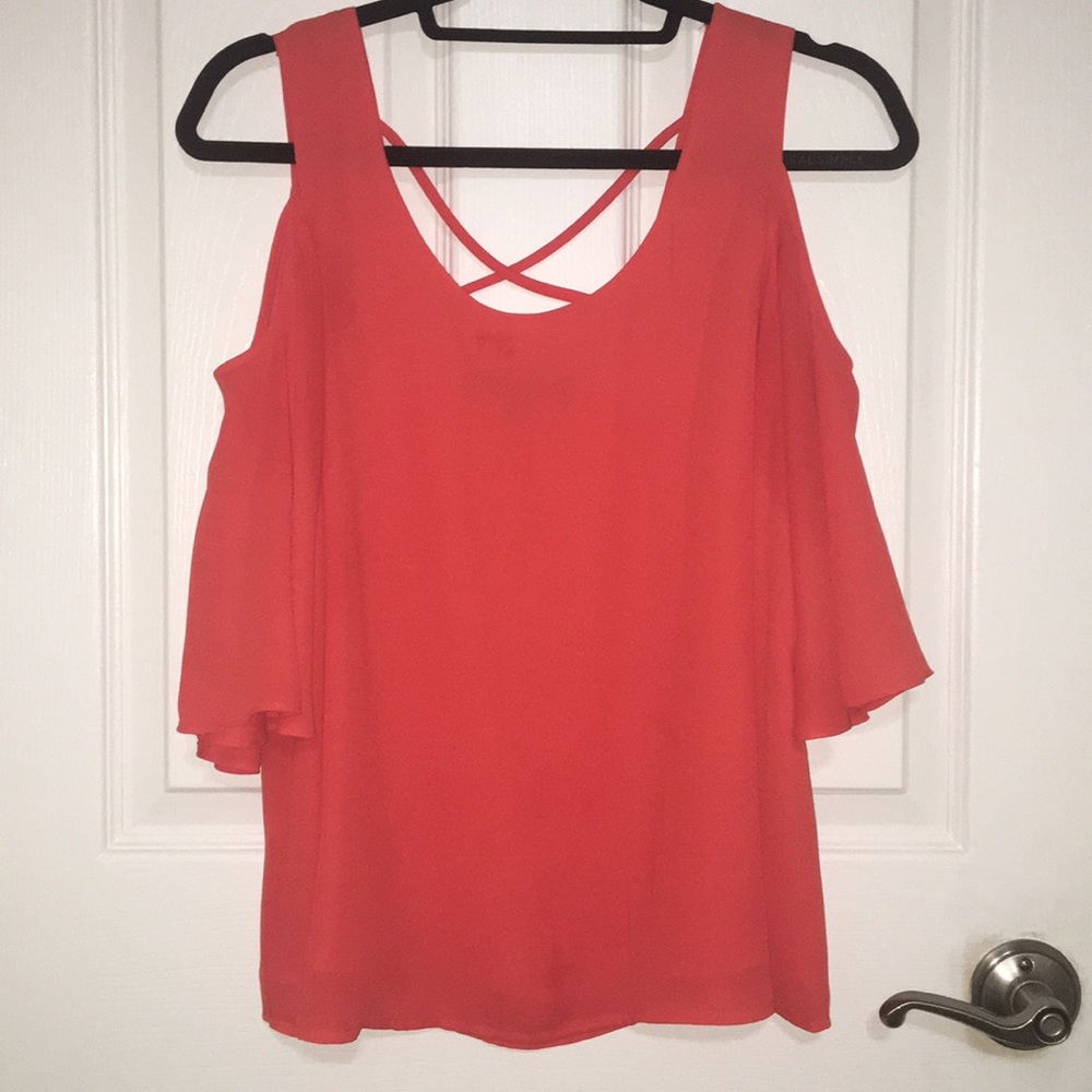 Orange Cold Shoulder Top